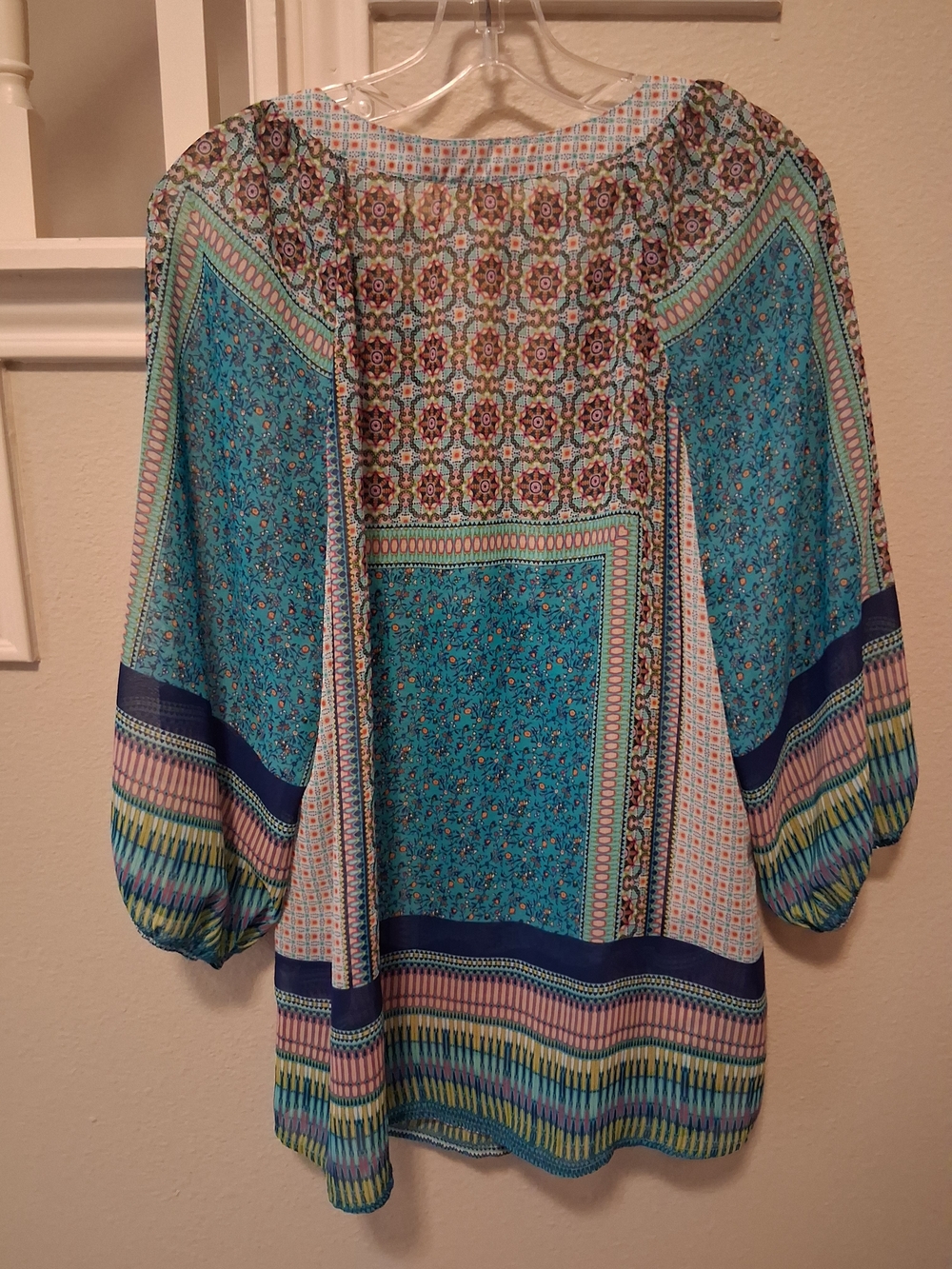 Fig & Flower Boho Blouse - Aqua Multi - Picture 2 of 2